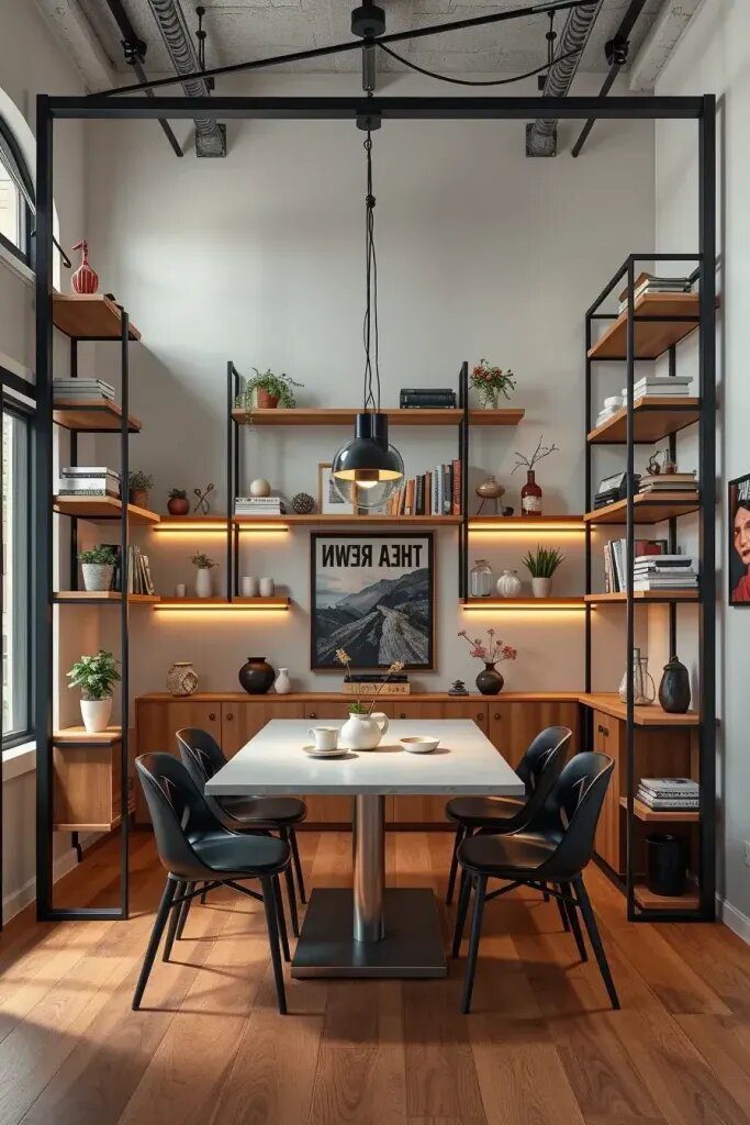 Multi-Level Shelving to Frame the Dining Space - photo 2