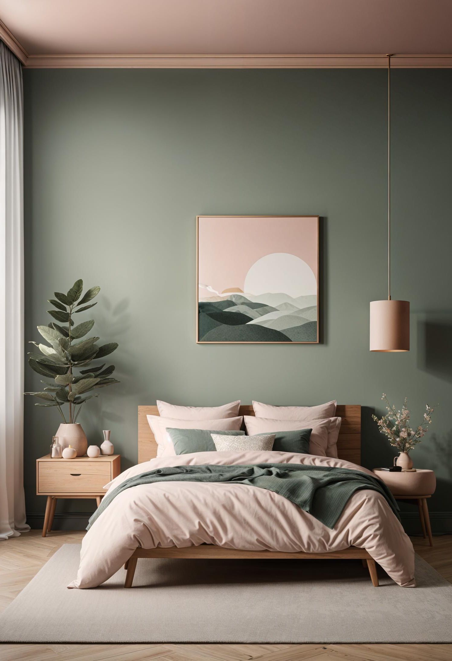 21. Scandinavian-Style Sage Green Bedroom