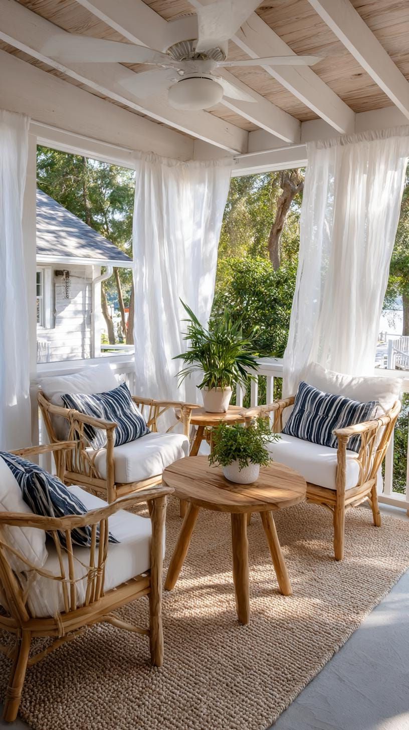 11. A Coastal-Inspired Front Porch Retreat