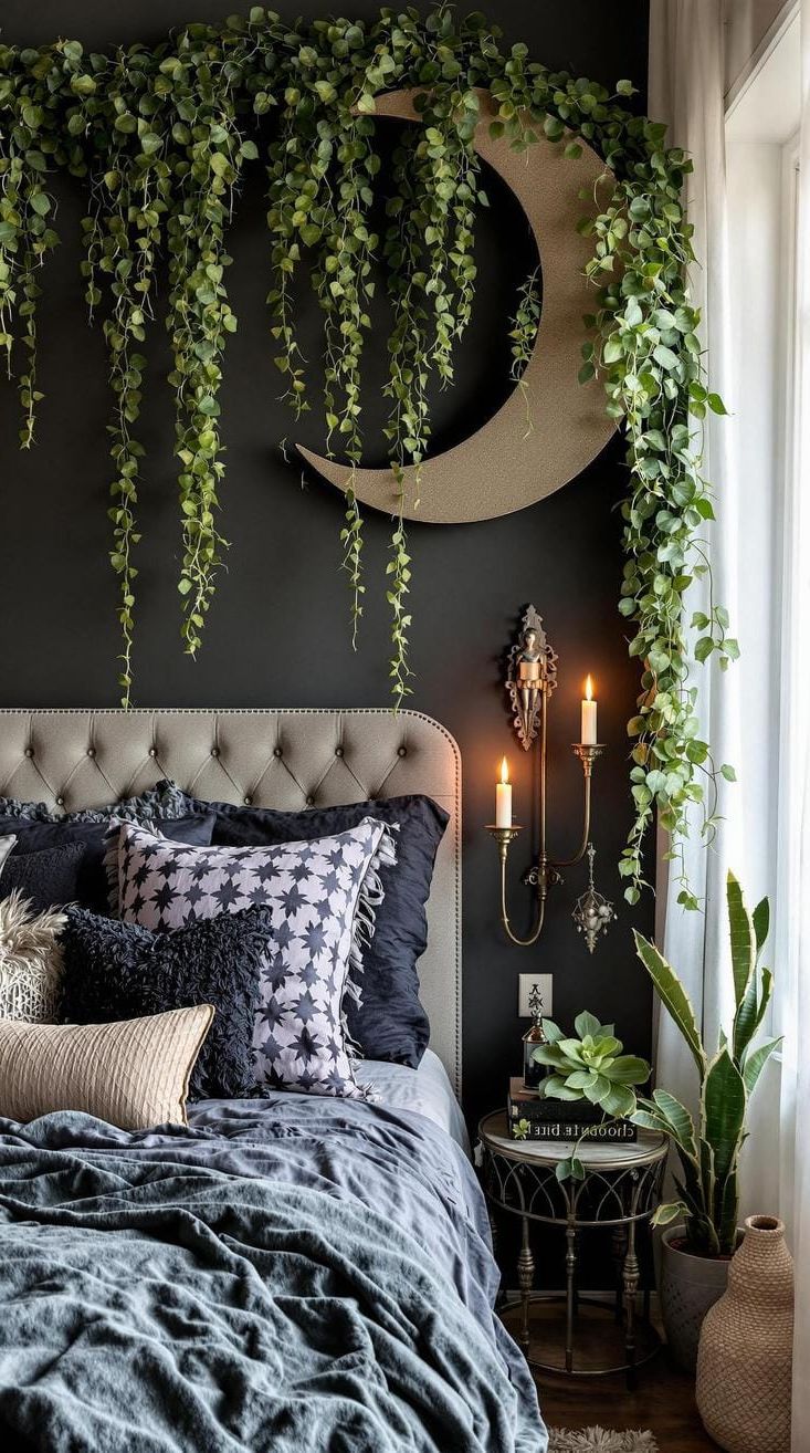 6. Moon Wall Decor With Trailing Vines And Sconces - photo 2