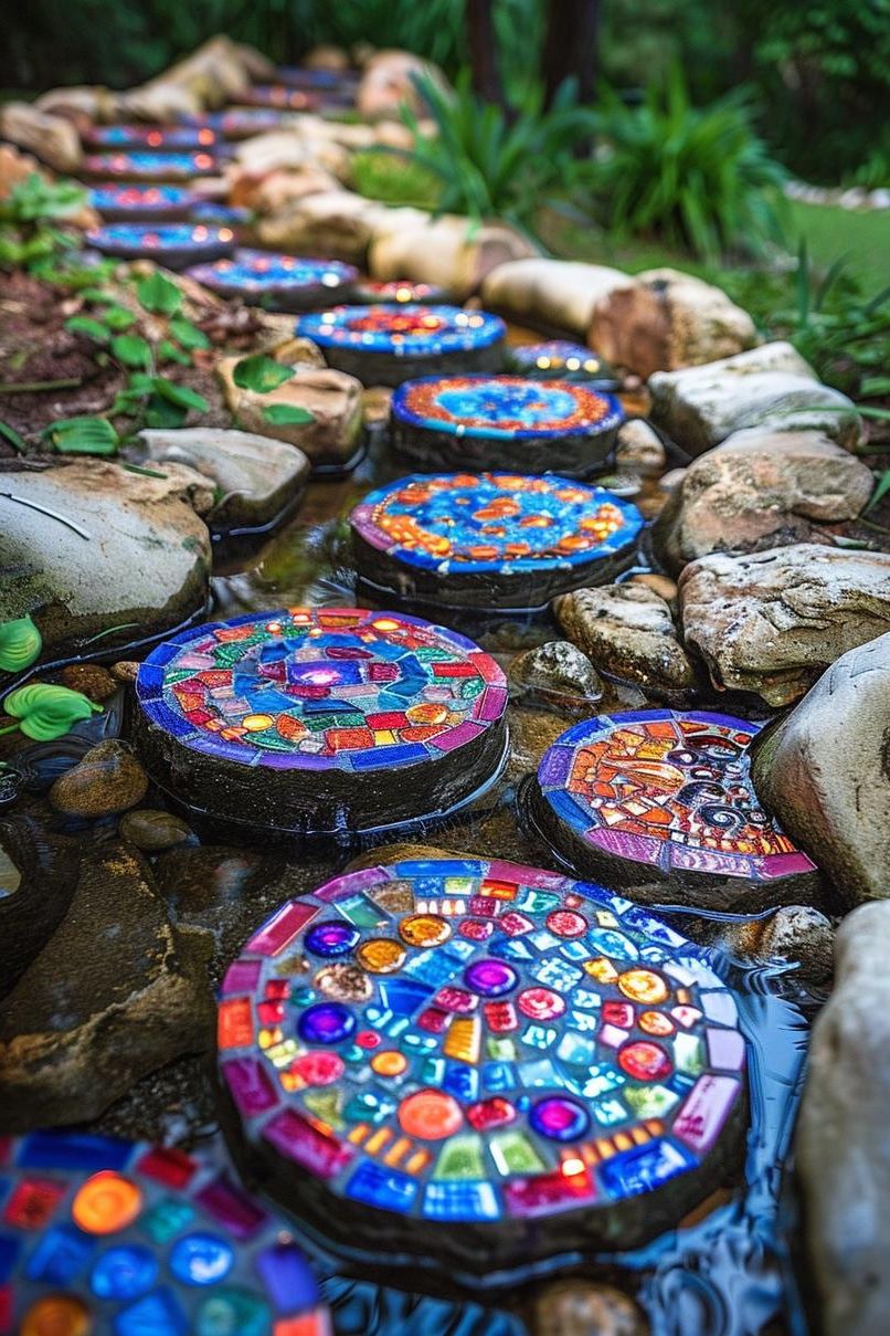 12. Mosaic Stepping Stone Designs