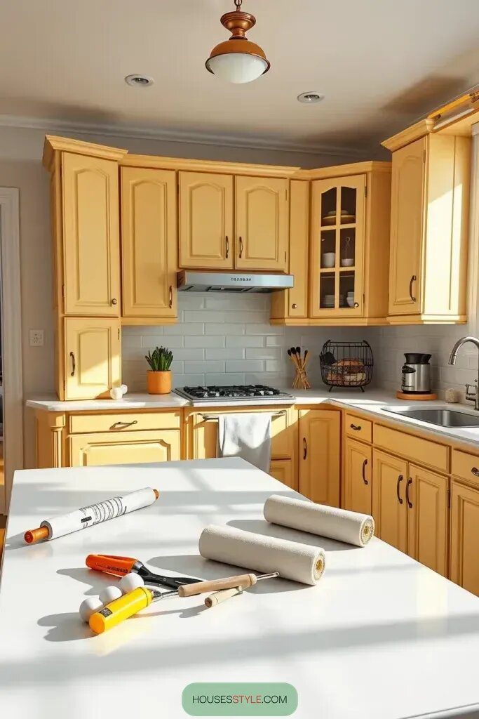 How to Paint Kitchen Cabinets Yellow - photo 2