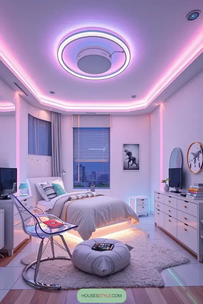 Colorful LED Lighting for a Magical Bedroom - photo 2