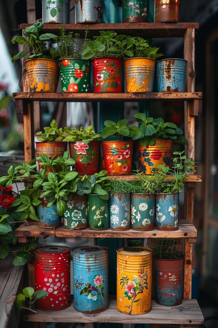 5. Recycled Tin Can Herb Garden - photo 2