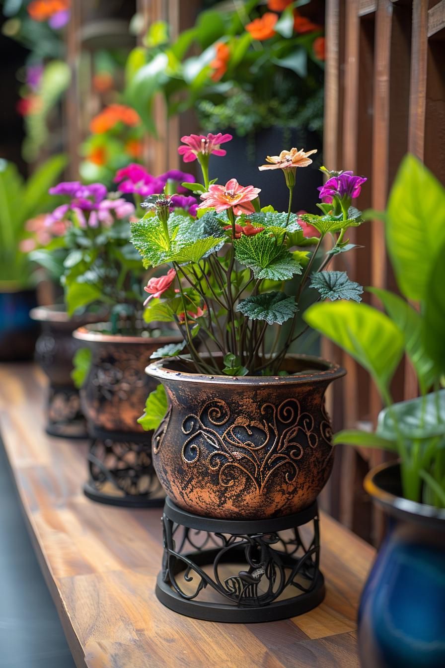 23. Metal Flower Pot Holder Ideas