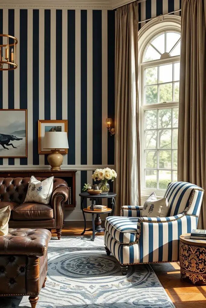 Adding Ralph Lauren Stripes to Walls and Upholstery