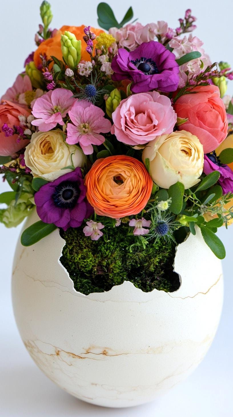 16. Flowers Arranged In A Hollowed Egg Shell - photo 3