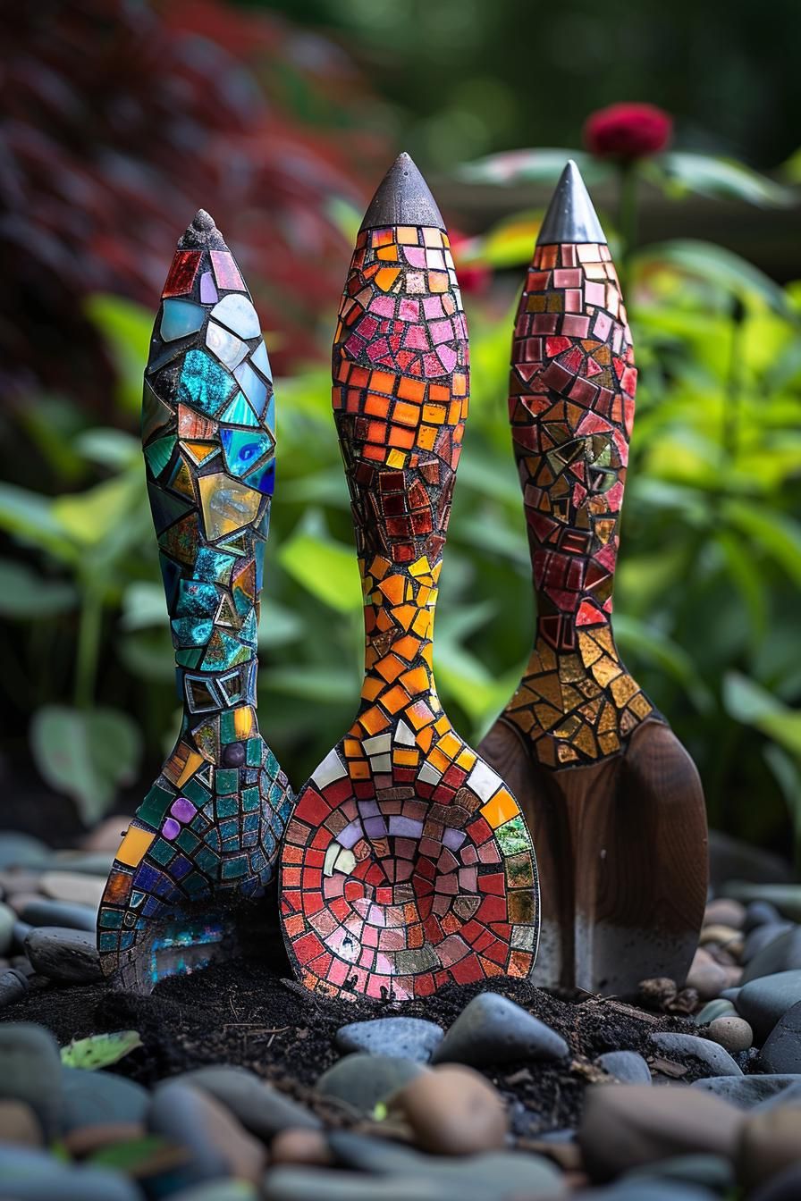 33. Mosaic Garden Tool Ideas