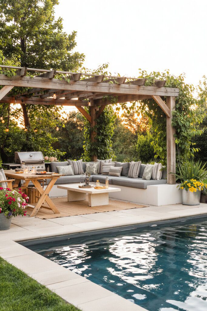 Shaded Pergola Pool for Families
