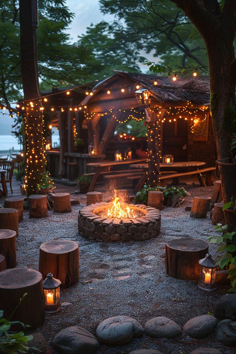 2. Rustic Fire Pit Gravel Circle