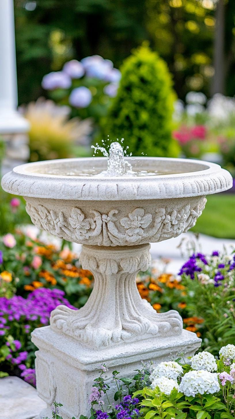 18. Stone fountain framed by a flower-draped gate - photo 2