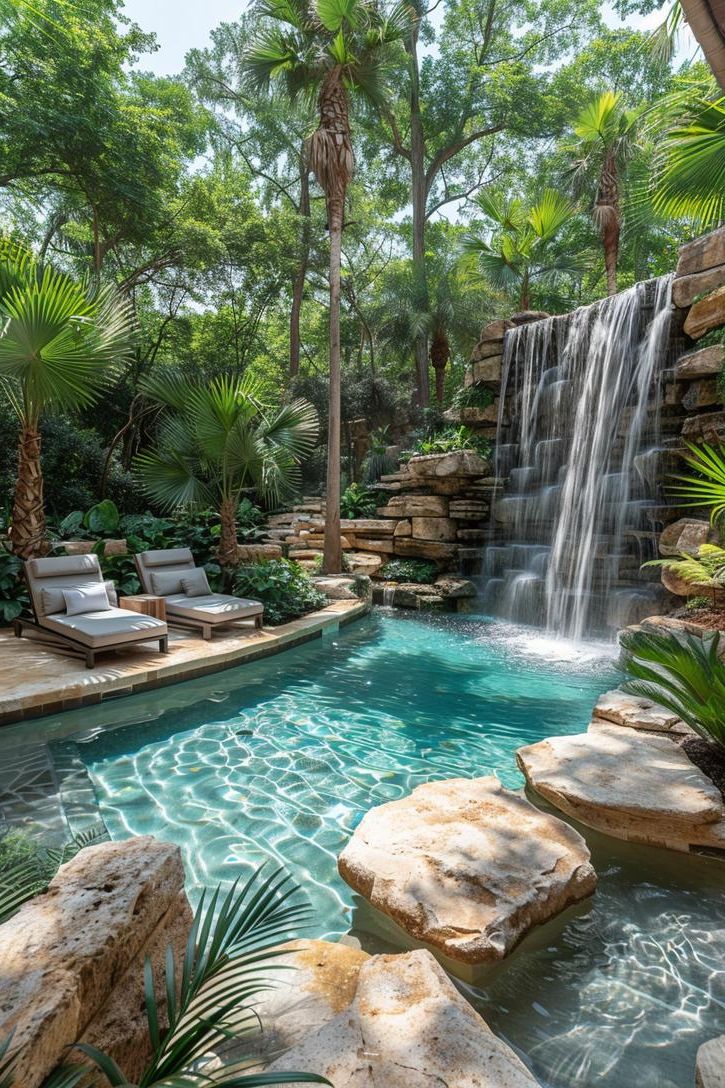 13. Rock Waterfall Pool Landscapes