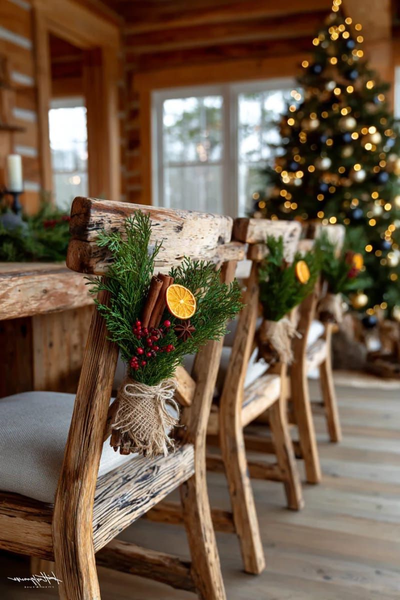 24. Dried fruit and herb bundles on chair backs - photo 2