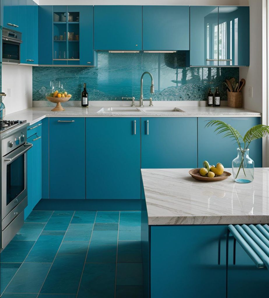 27. Lagoon Blue Cabinet Design Ideas