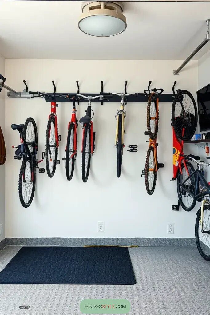 Hang Bikes Vertically to Save Floor Space