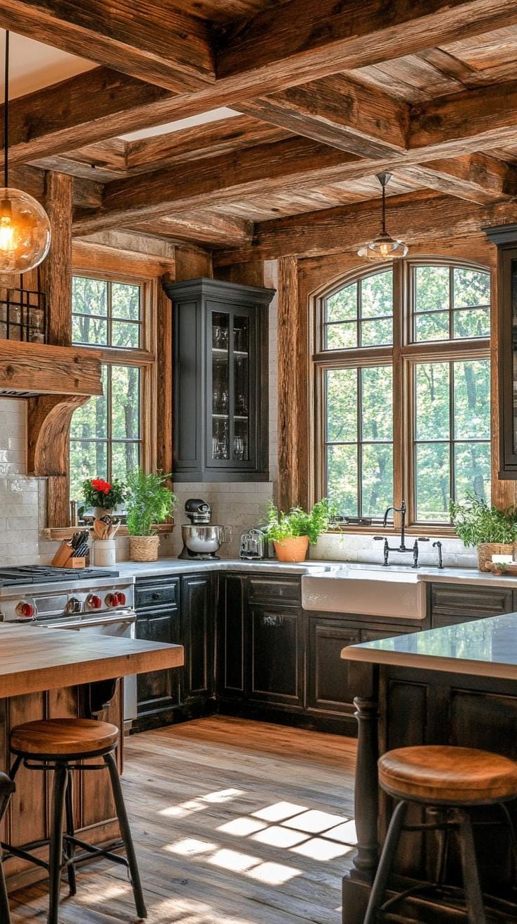 12. Kitchen With Exposed Beams and Big Windows - photo 2