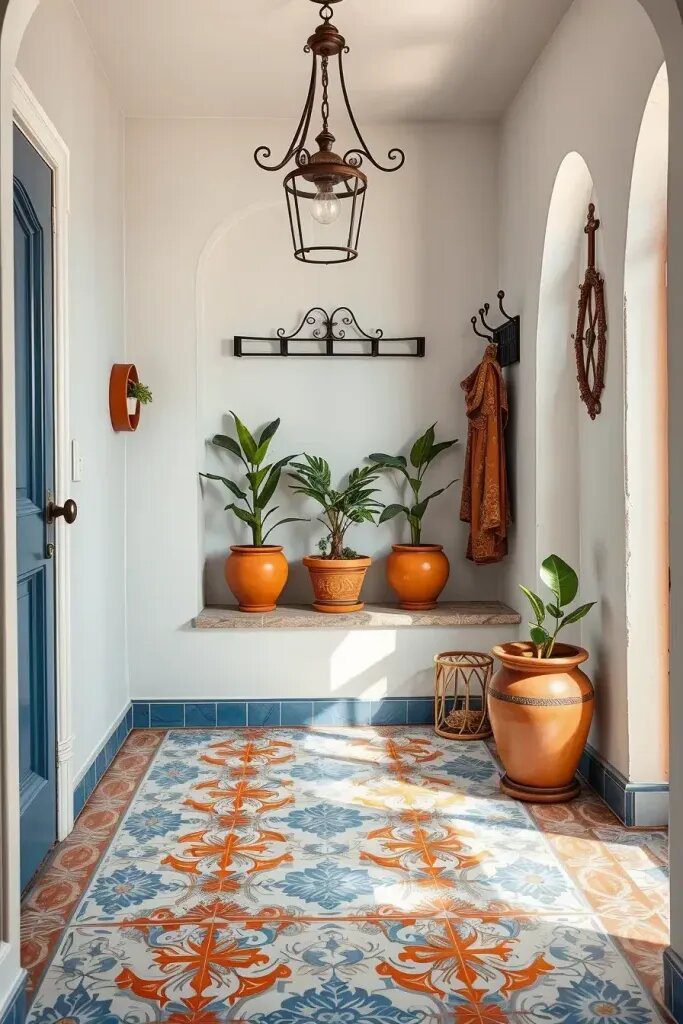 Faux Tile Painting for a Mediterranean-Inspired Entryway