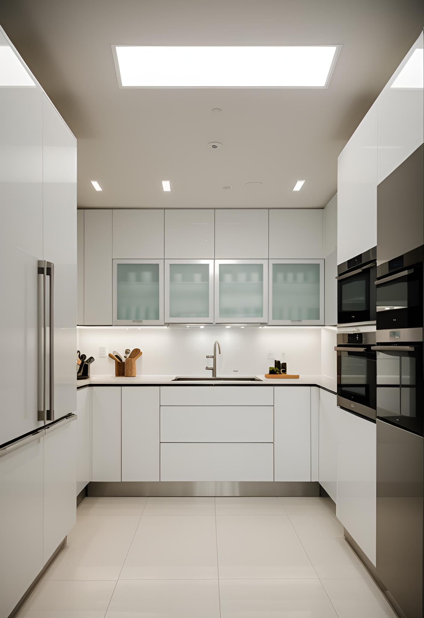 13. Glass Backsplash and LED Lighting Ideas