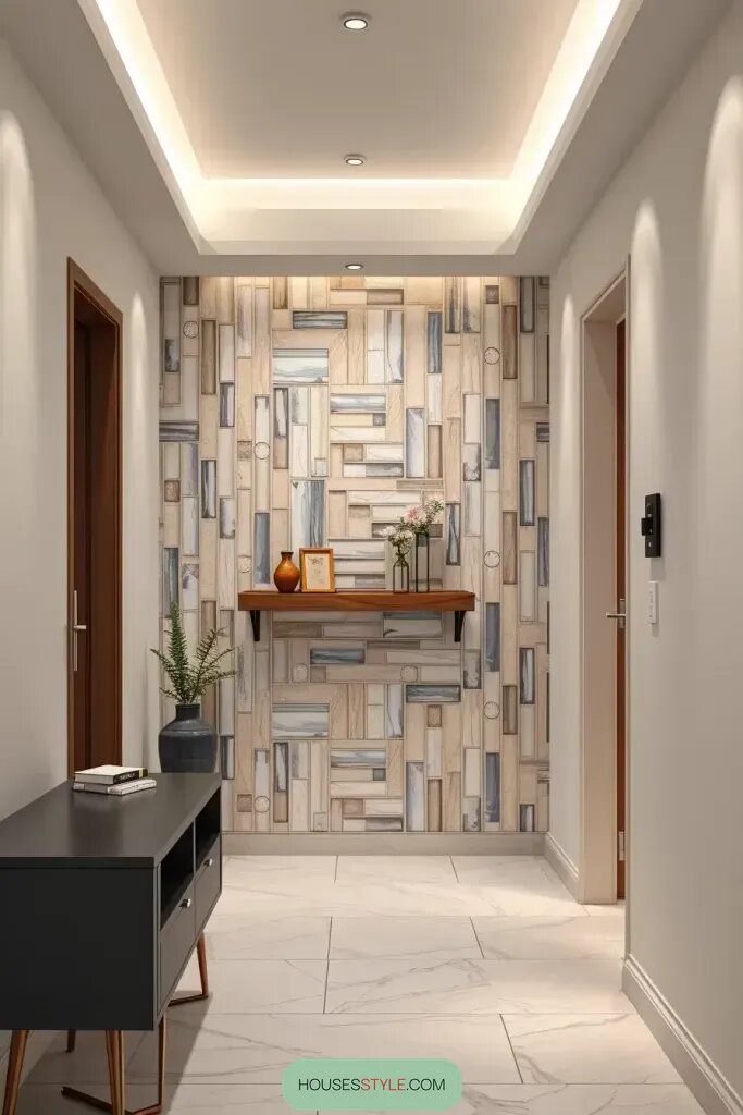 Tiled Accent Walls For A Modern Hallway