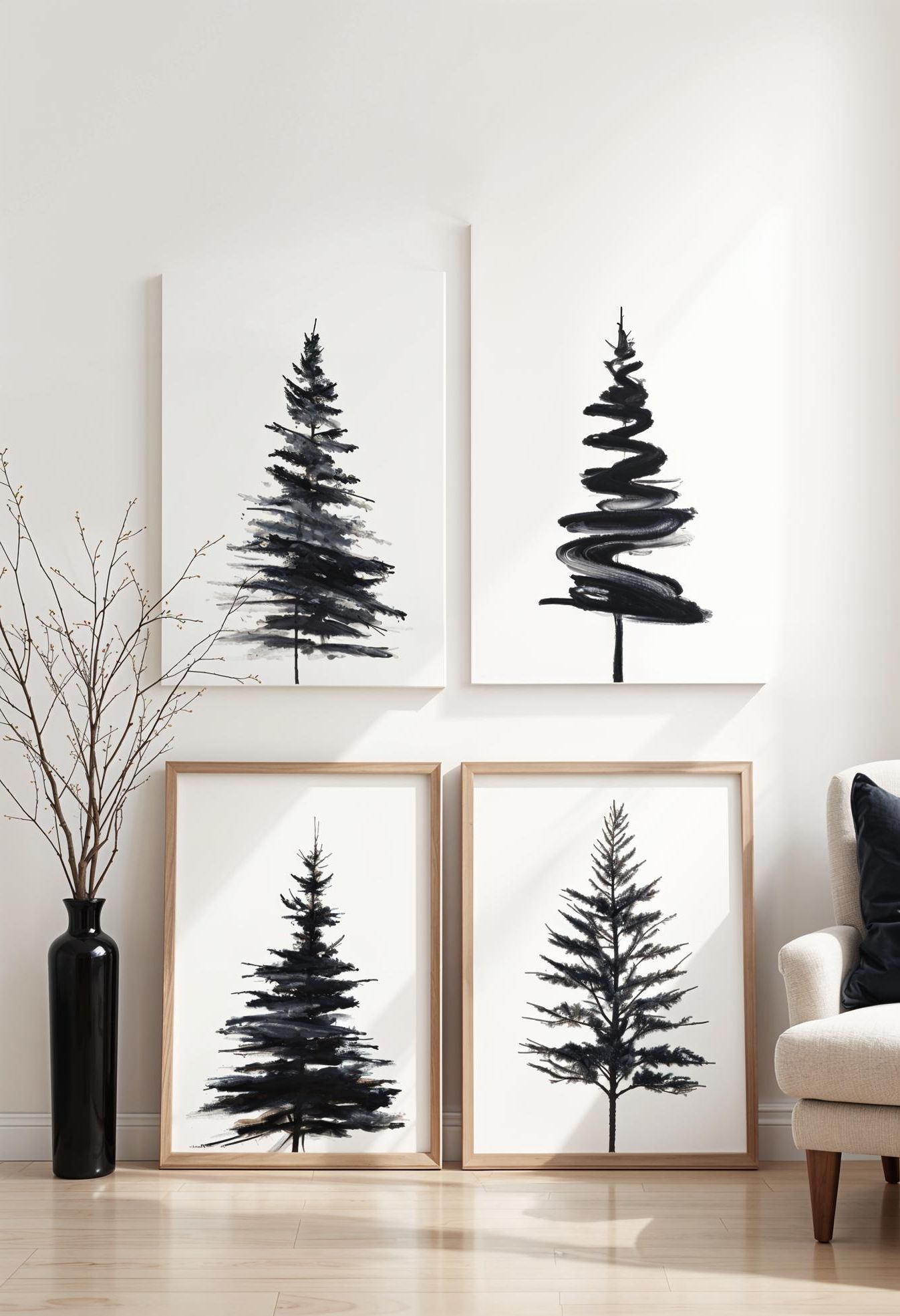 18. Ink-Style Christmas Tree Art