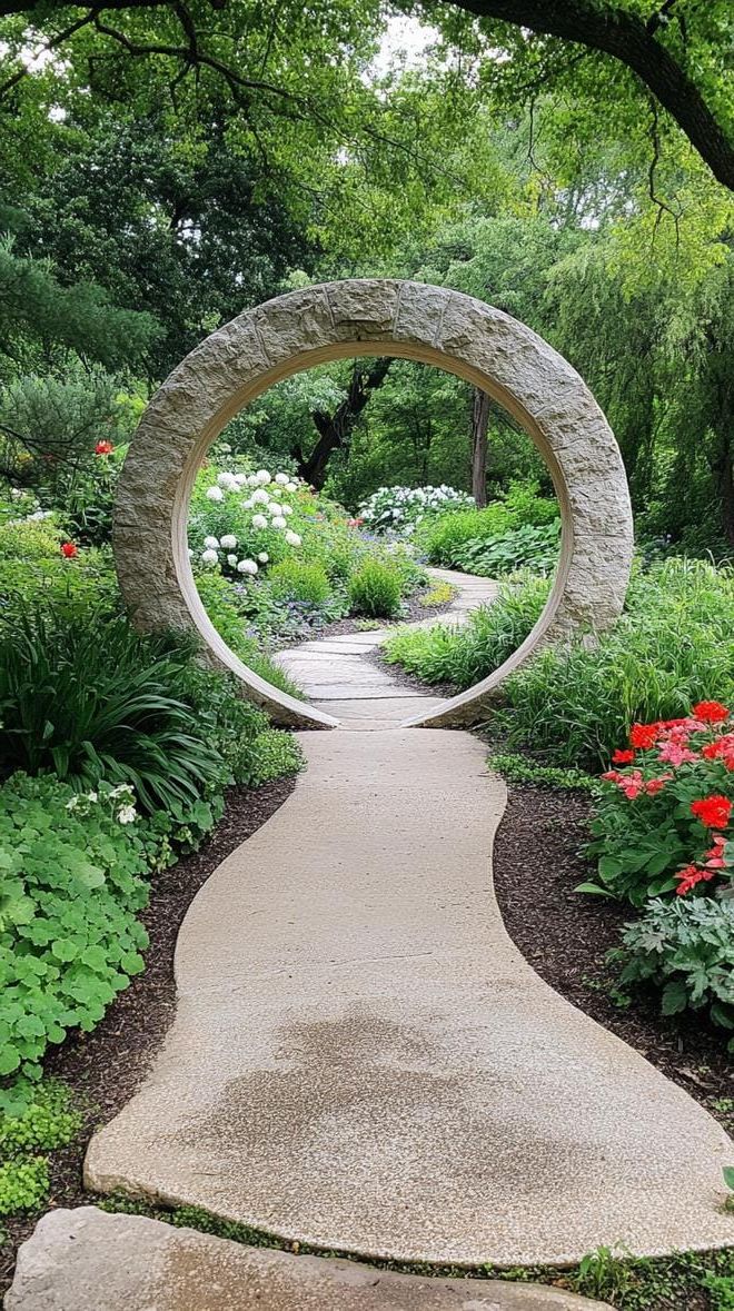 23. A moonlit garden path beneath an arched gateway - photo 2