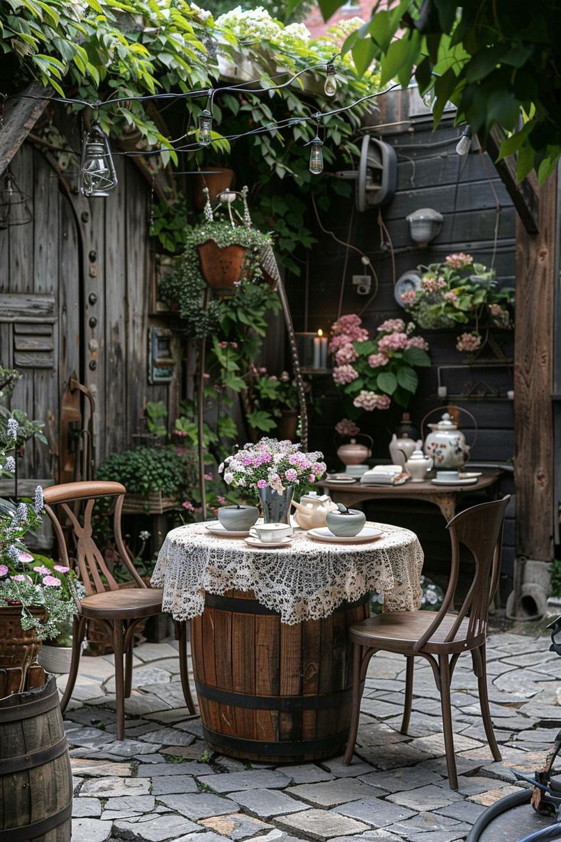 12. Vintage-Inspired Tea Party Patio