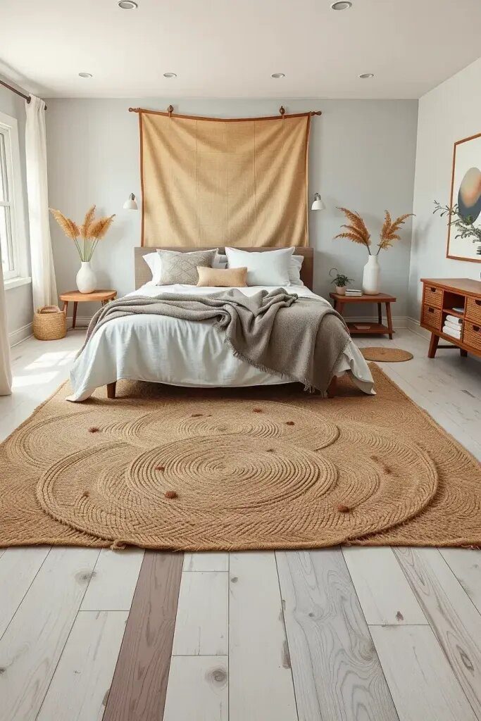 Layered Area Rugs in Soft Natural Tones