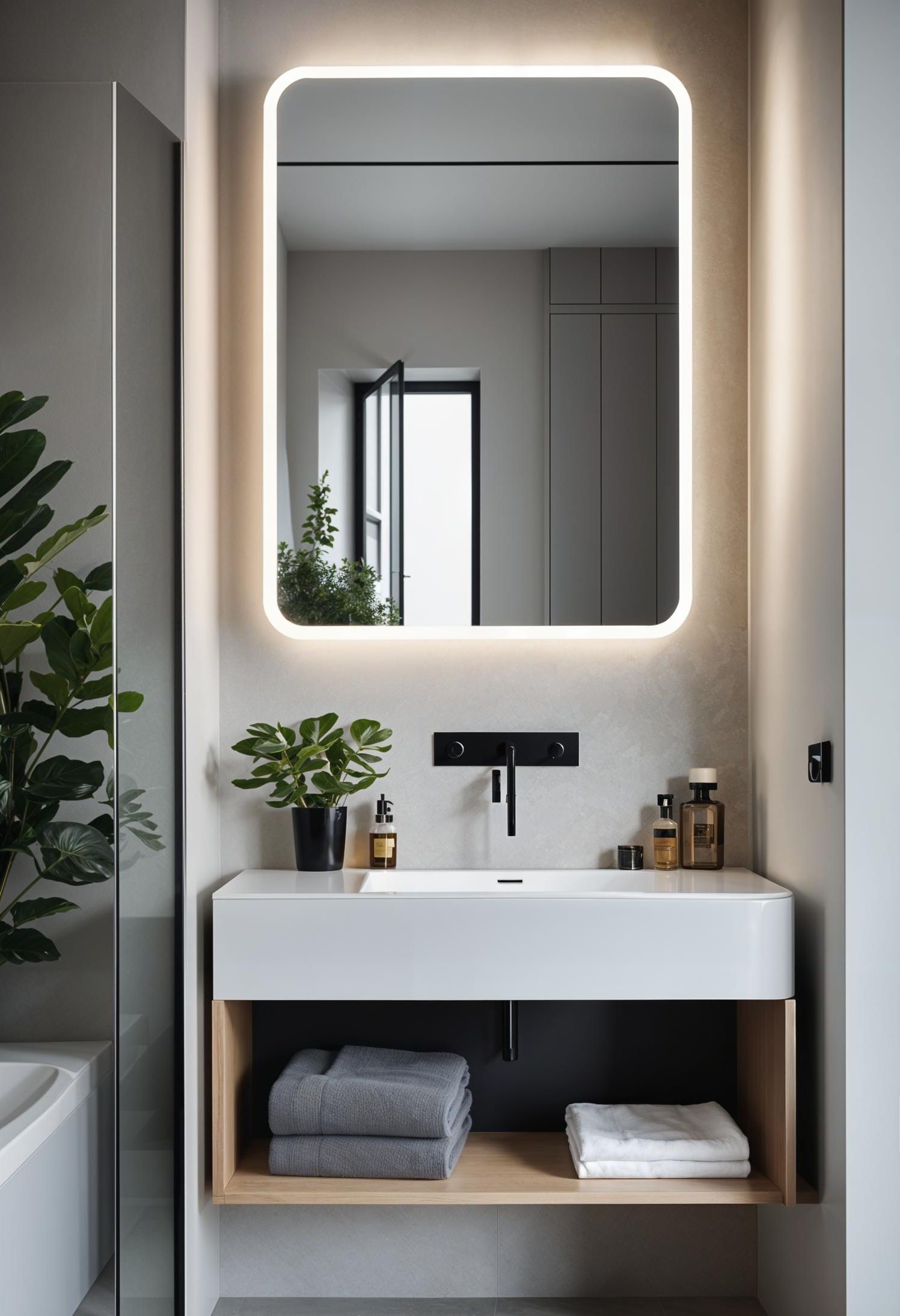 5. Hidden Mirror Cabinets for Storage