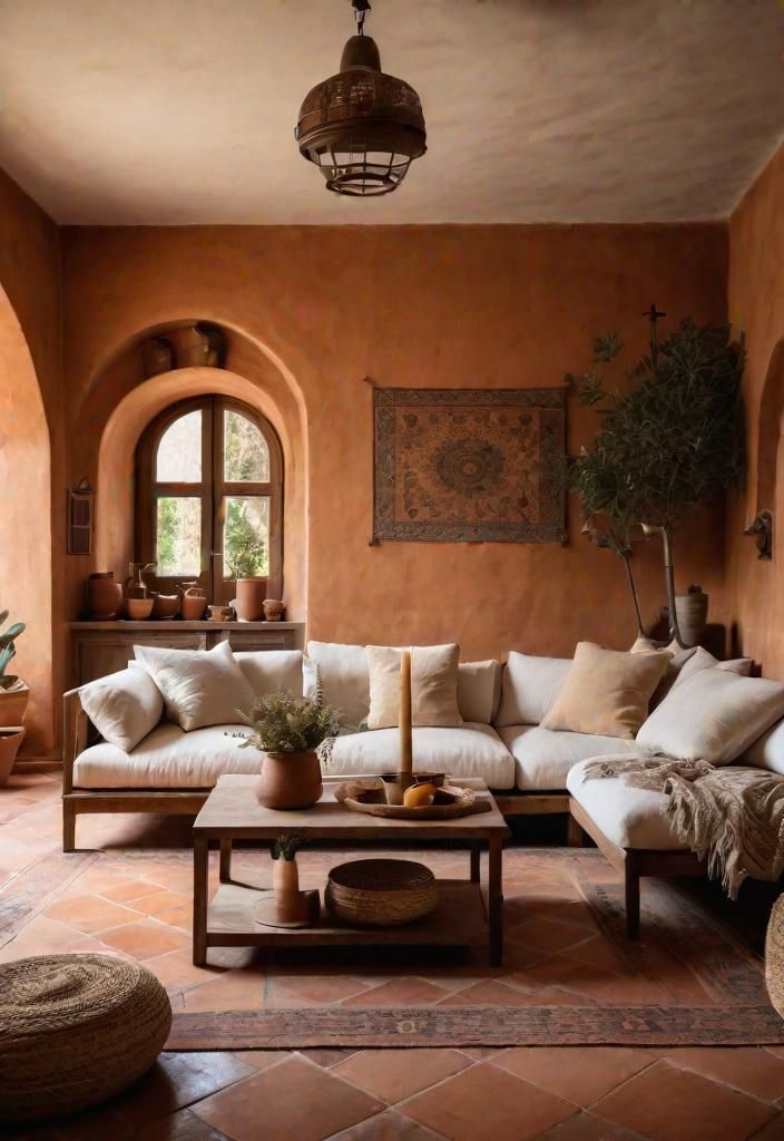 15. Warm Mediterranean Living Room Style