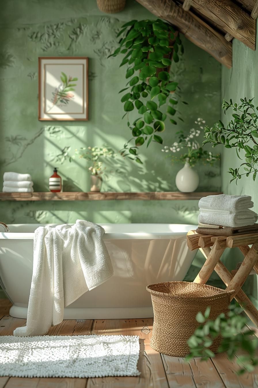 2. Earthy Olive Green for Bathrooms