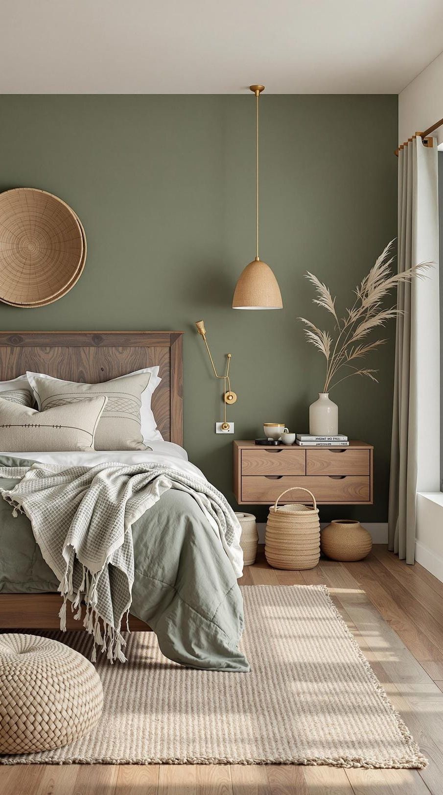 20. Warm Earthy Bedroom Palette Grounded in Sage Green