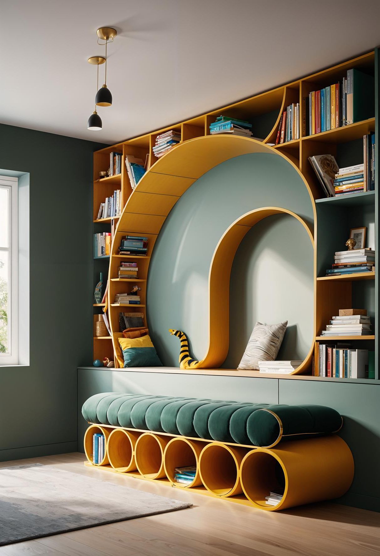 34. Caterpillar Bookworm Bench for Reading Nooks - photo 2
