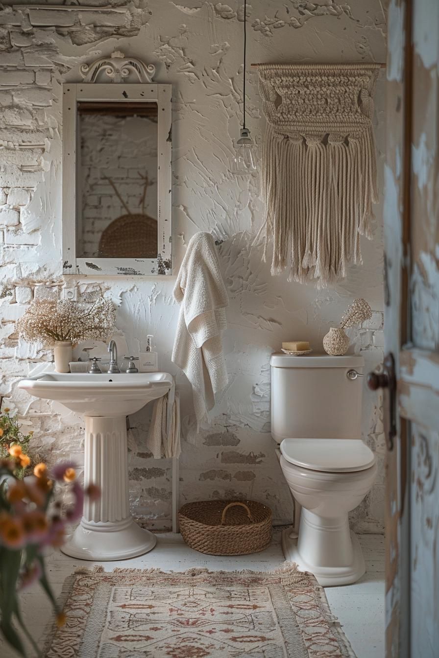 4. Woven Fiber Art Bathroom Accents