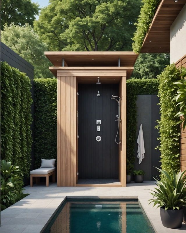 Outdoor Shower and Changing Room Setup