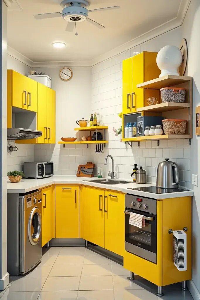 Yellow Cabinet Ideas for a Cozy Studio Kitchen