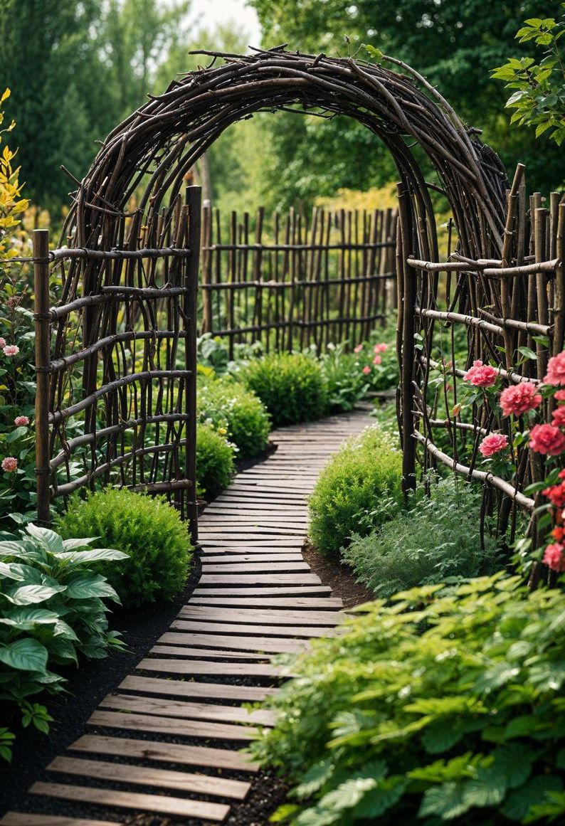 22. Rustic Fences Made From Twigs