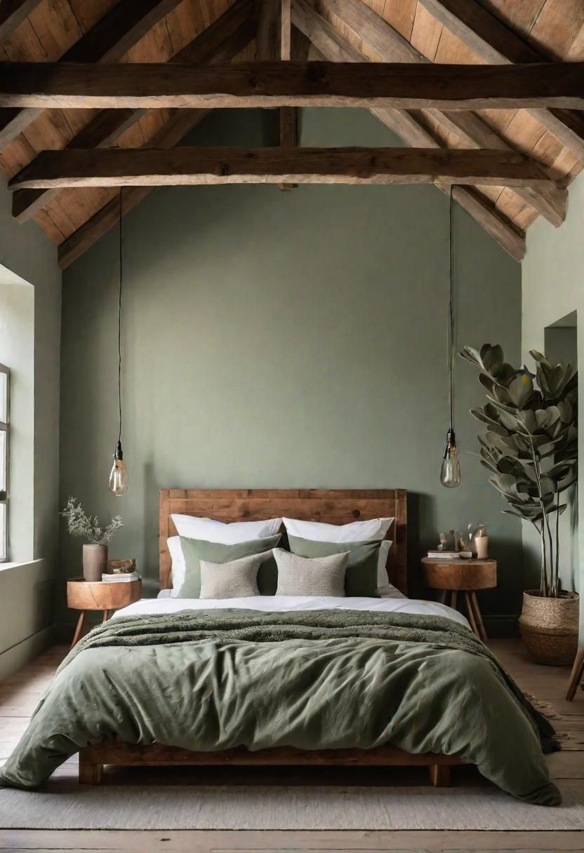 12. Sage Green Ceiling Beams