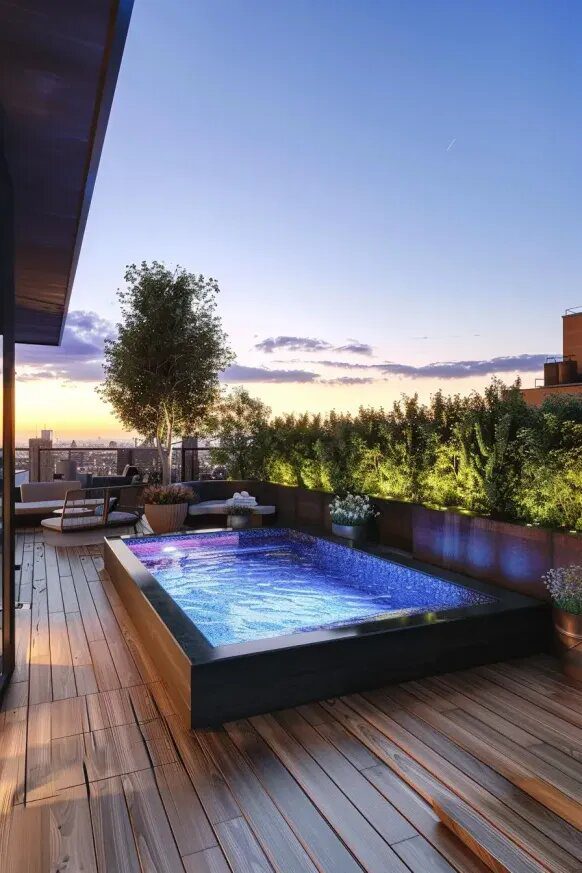 Rooftop Plunge Pool With City Views