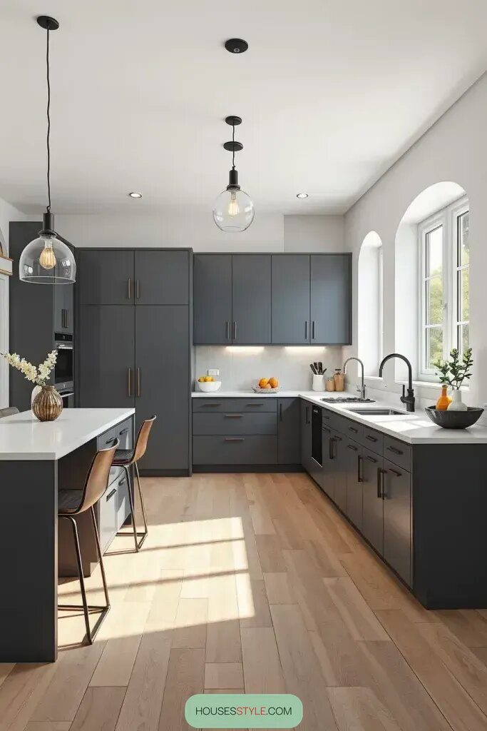 Matte Gray Cabinets for Minimalist Kitchens