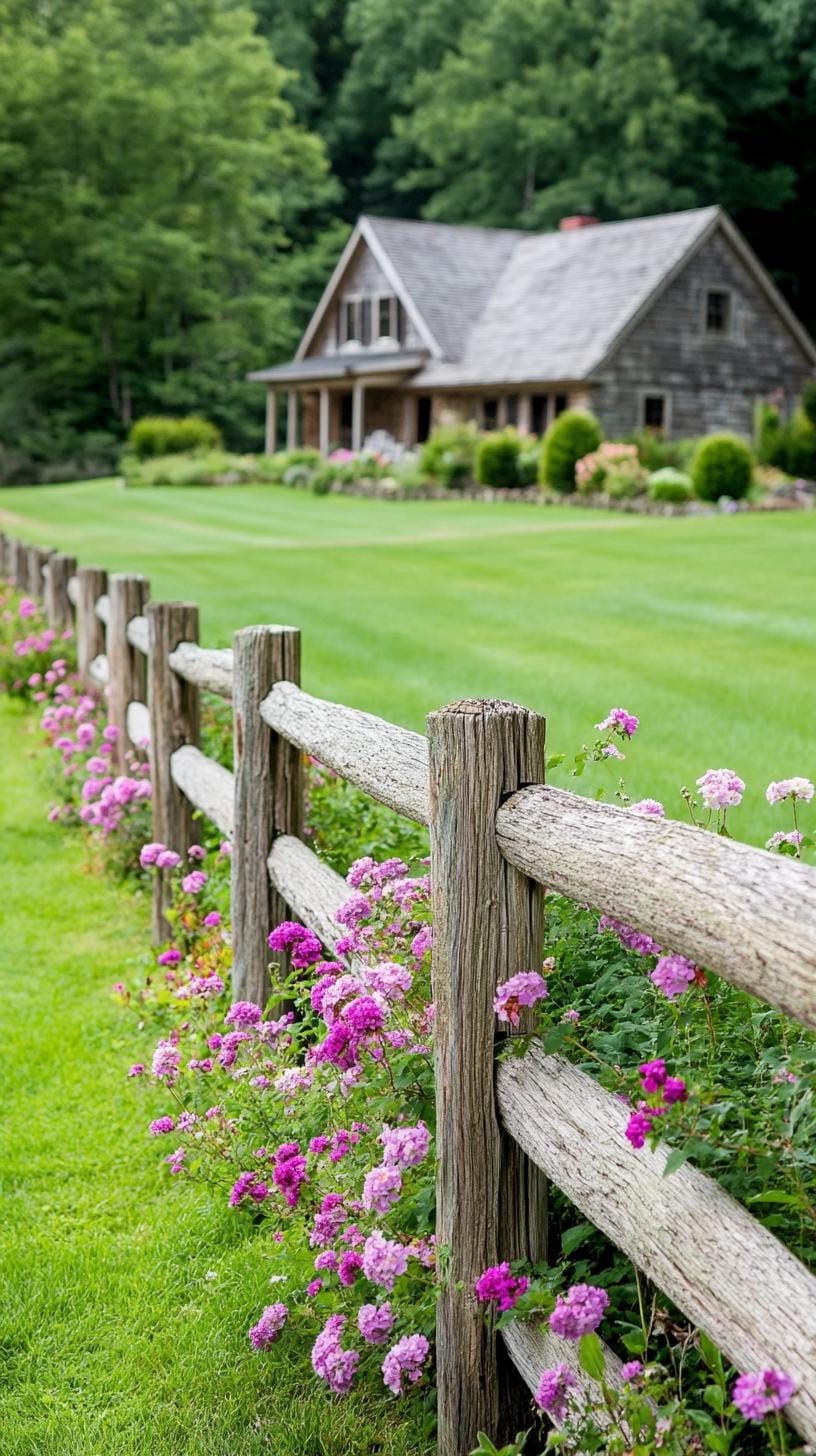 27. Split-Rail Fence Covered in Flowering Vines - photo 2