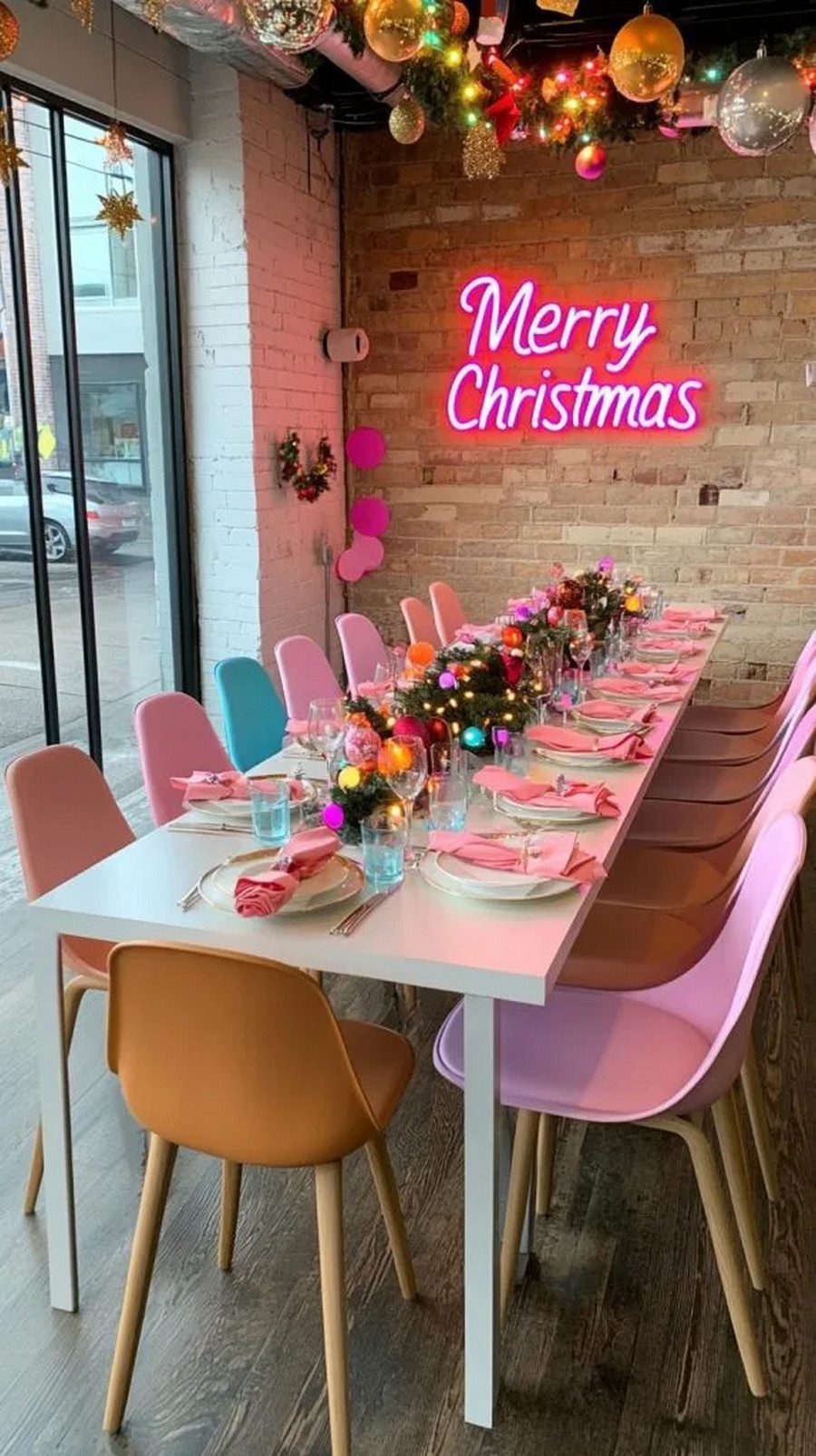 19. Restaurant-Style Christmas Table with Neon Signage - photo 2