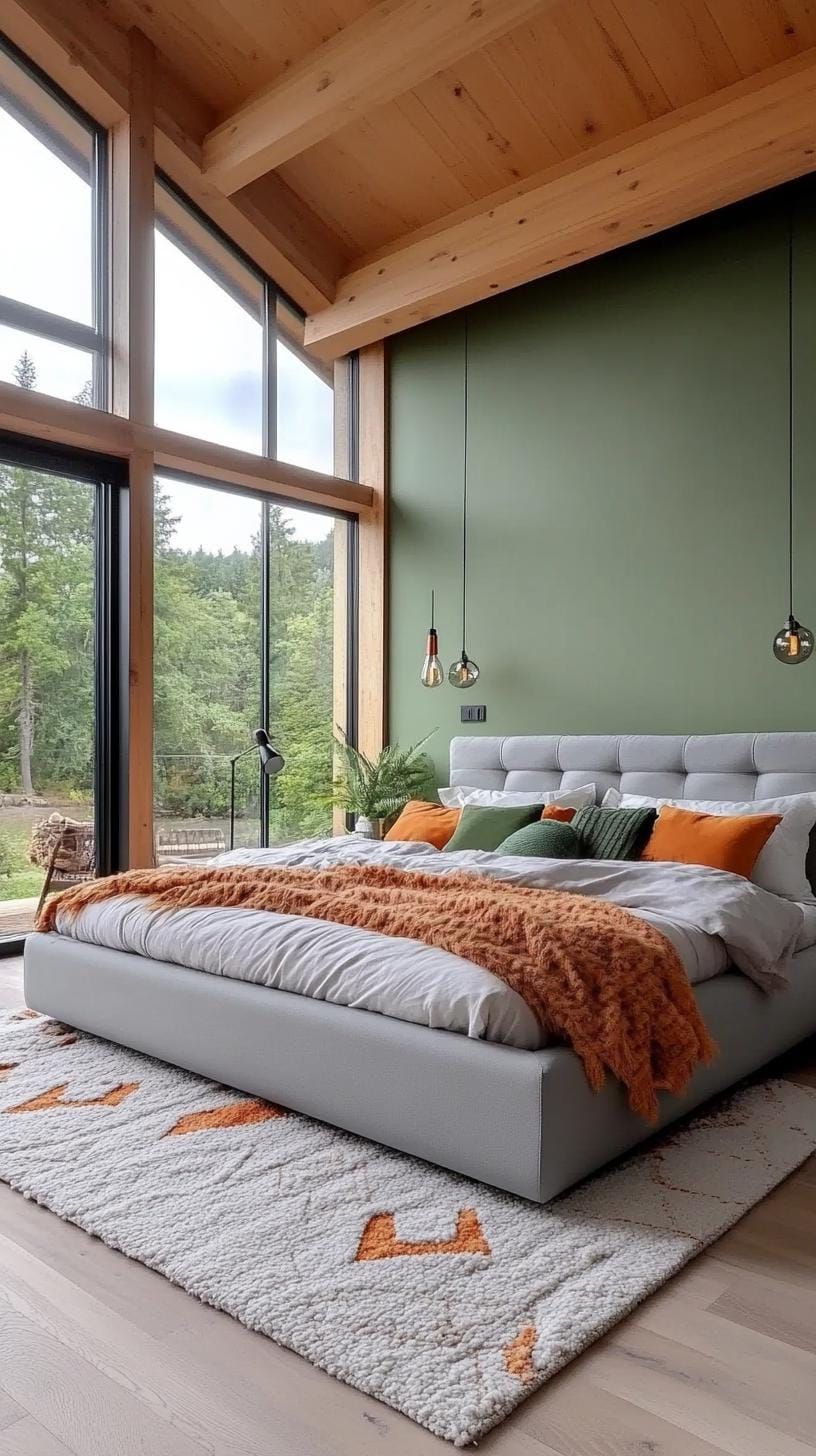 19. Luxurious Olive Green Bedroom with Plush Textures - photo 3