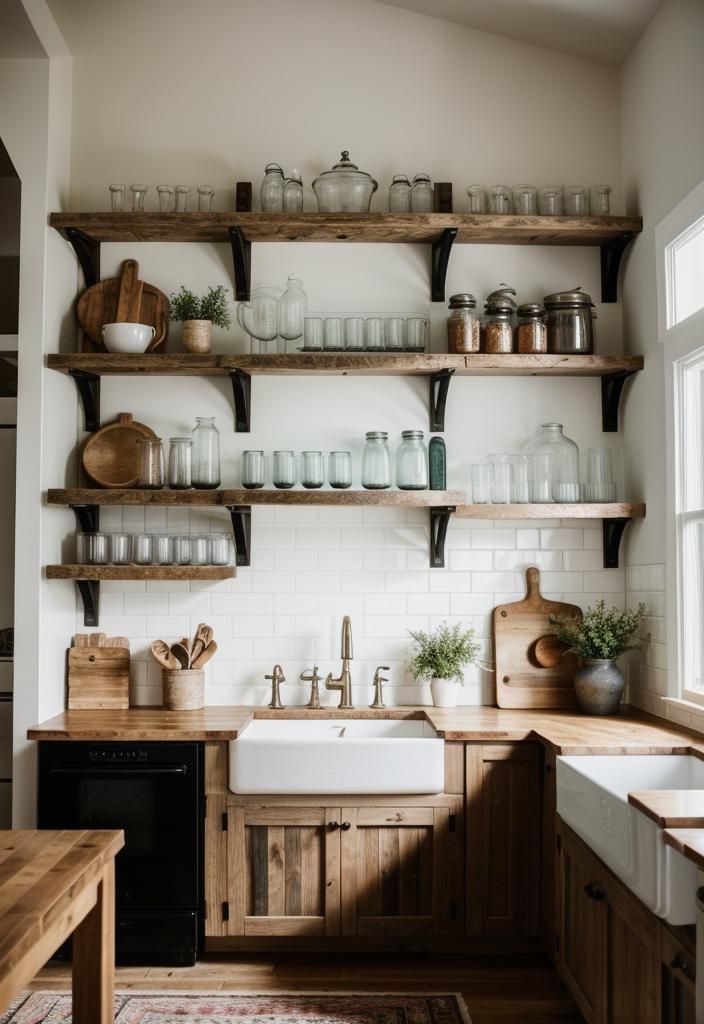 3. Reclaimed Wood Open Shelving
