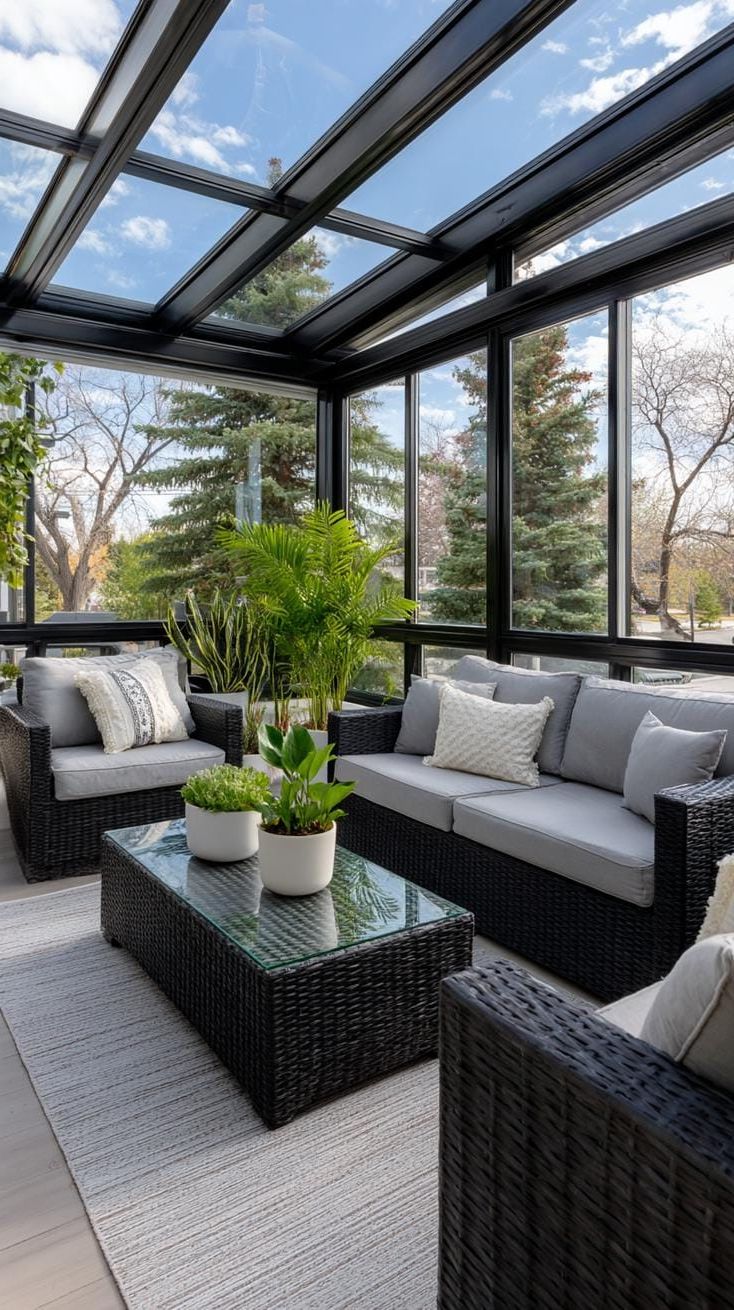 9. A Fully Enclosed Patio With Bold Black Accents - photo 3