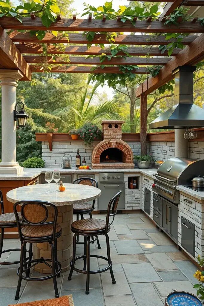 Backyard Outdoor Kitchen And Dining Combos