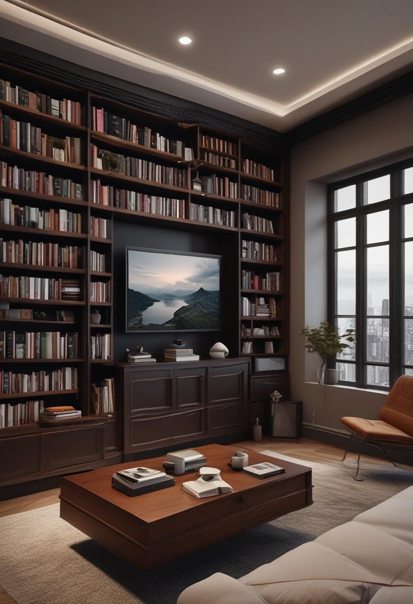 10. Dark Wood Shelving for Entertainment Centers