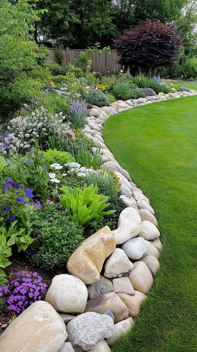 8. Garden Design Using Large River Stones - photo 4