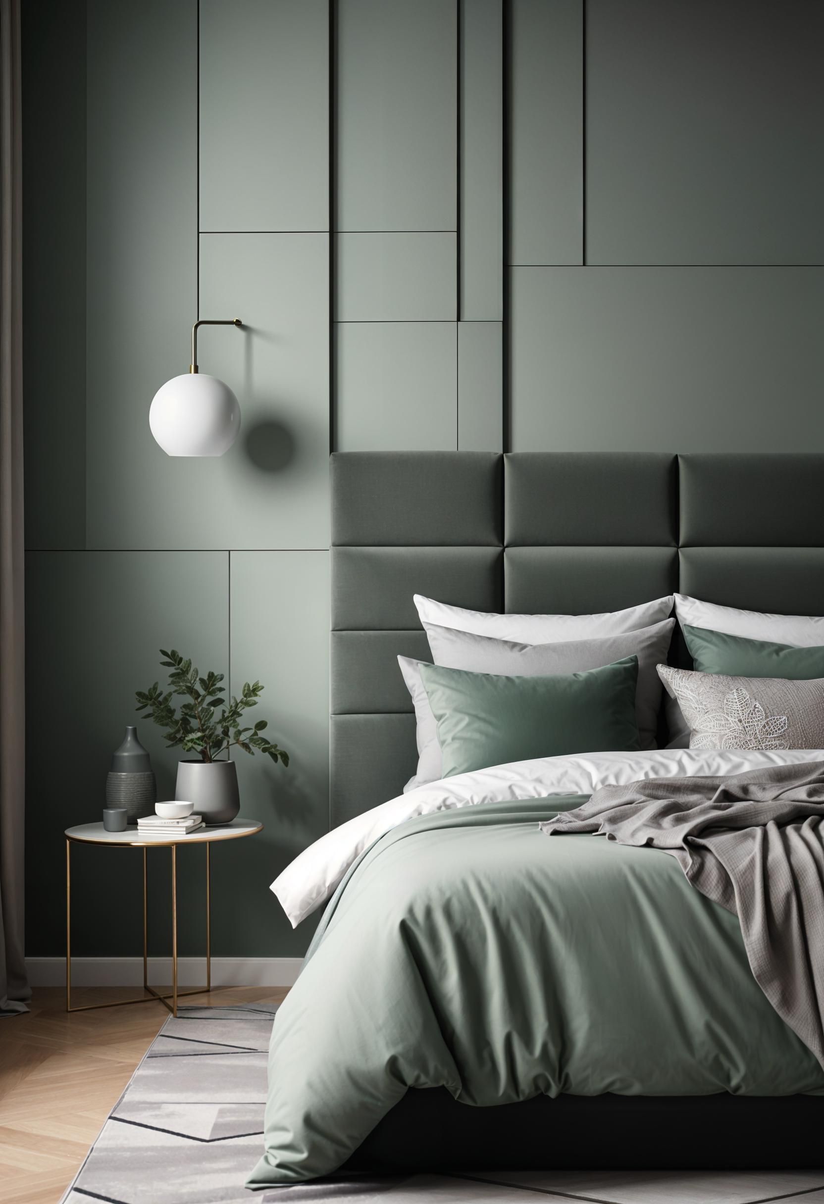 13. Sage and Grey Geometric Accents