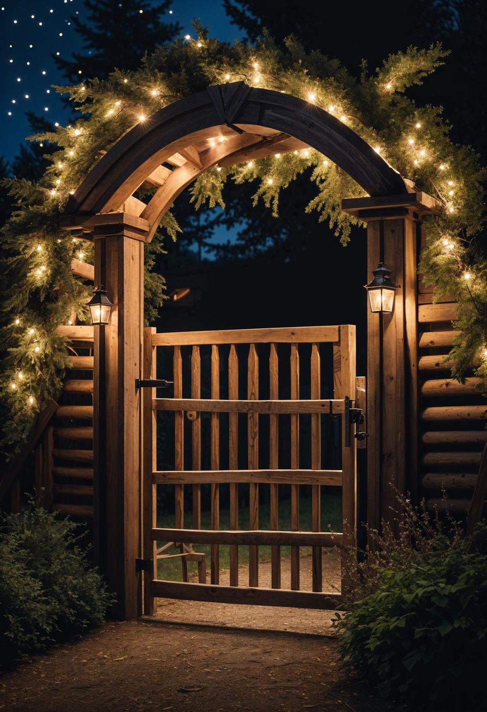 13. Cedar Post Gate Lighting Ideas - photo 2