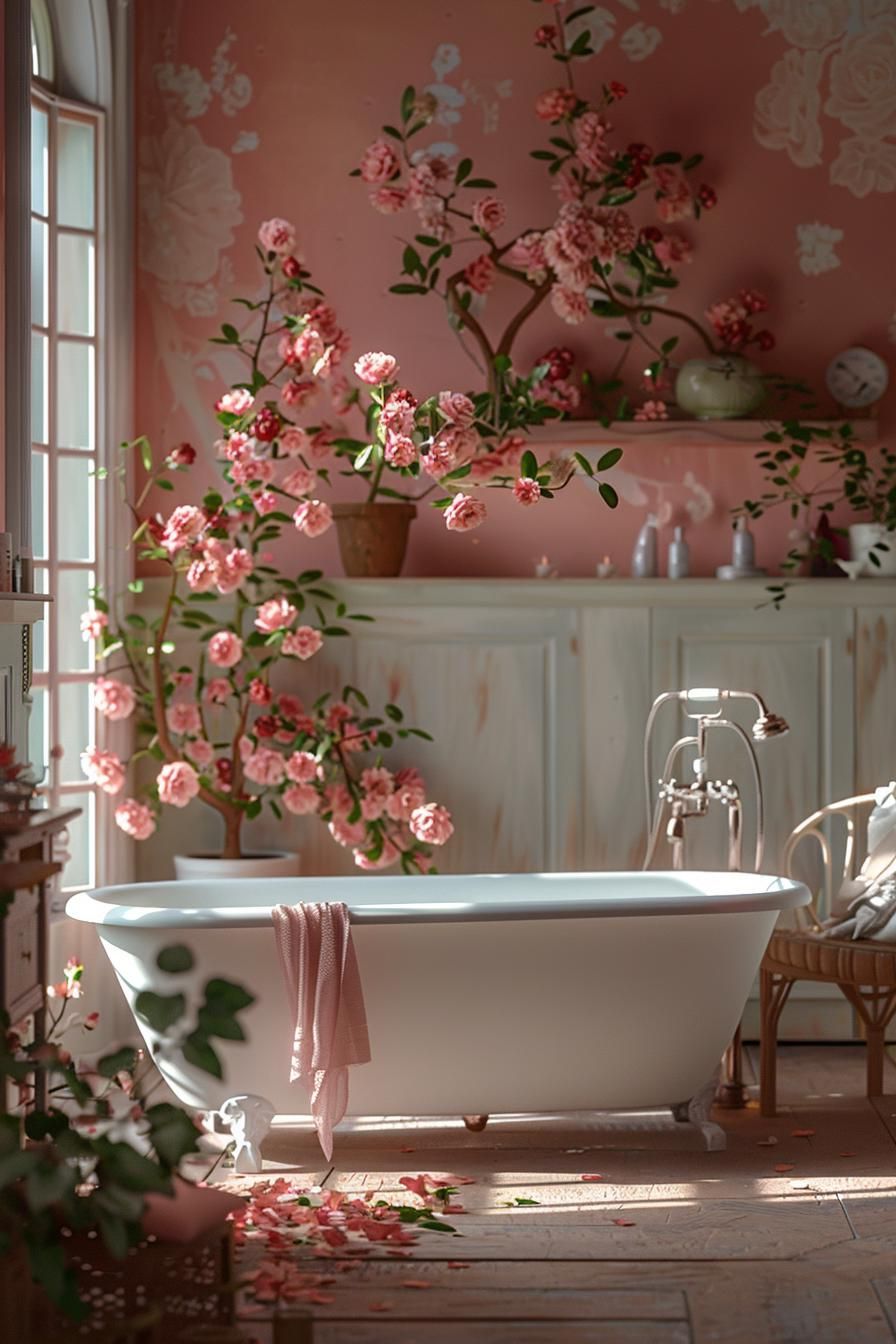 5. Nostalgic Vintage Rose Bathroom Colors